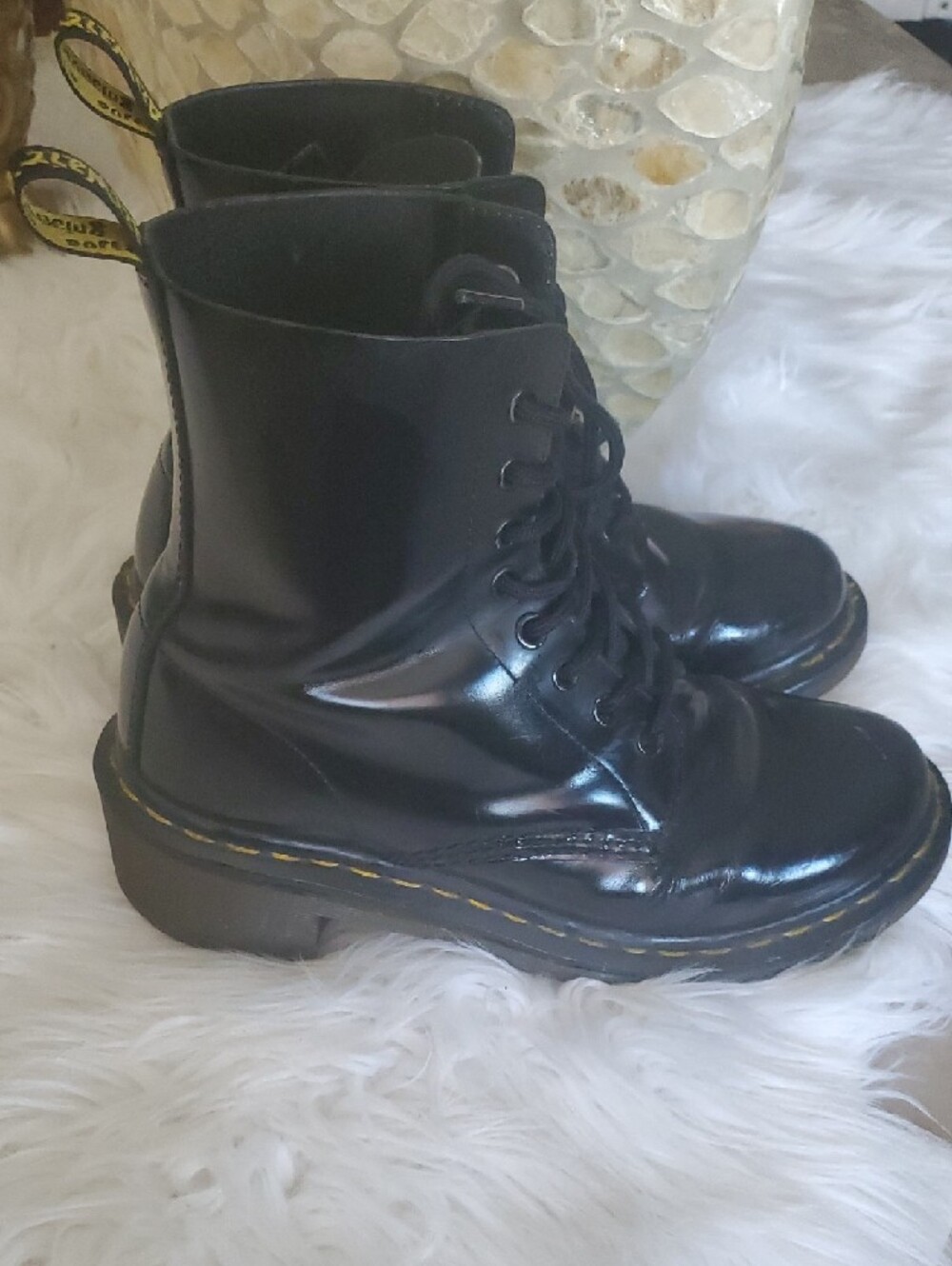 Dr. Martens Black Leather Lace-Up Combat Boots - Picture 5 of 16